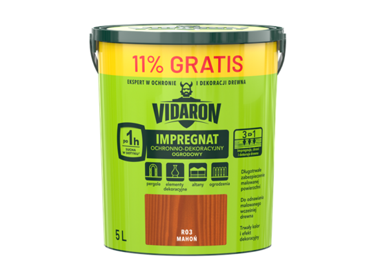 Impregnat Ochronno-Dekoracyjny Ogrodowy R03 mahoń 5 l VIDARON