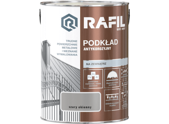 Podkład antykorozyjny szary okienny RAL7040 5 l RAFIL