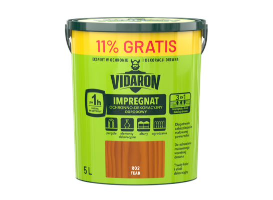 Impregnat Ochronno-Dekoracyjny Ogrodowy R02 teak 5 l VIDARON