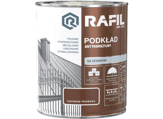 Podkład antykorozyjny czerwony tlenkowy RAL3009 0,75 l RAFIL