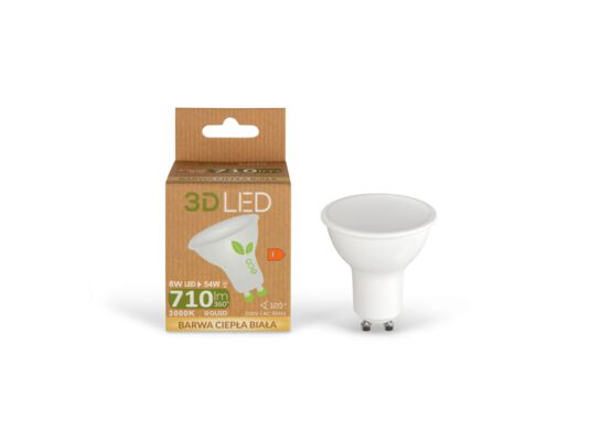 Żarówka 3D LED GU10 8 W barwa ciepła