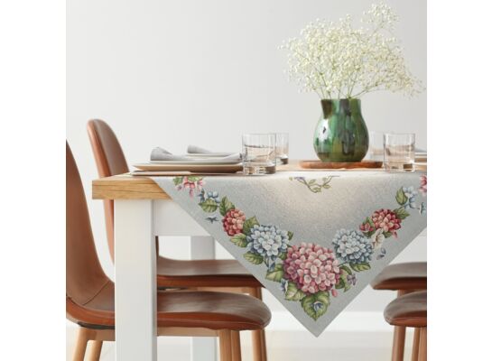 Obrus dekoracyjny gobelinowy 100 x 100 cm popielaty