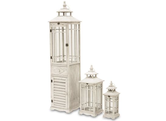 Lampion drewniany szary 45/63/145 cm 3szt.