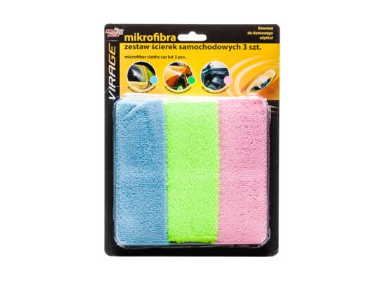 Zestaw ścierek samochodowych mikrofibra 3 sztuki MojeAuto VIRAGE