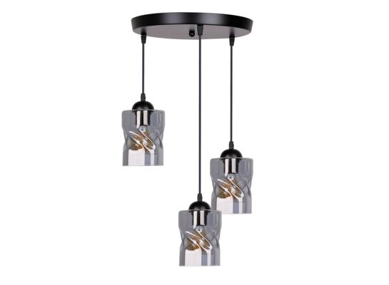 Lampa wisząca FELIS czarny 3 x 60 W E27 klosz dymiony