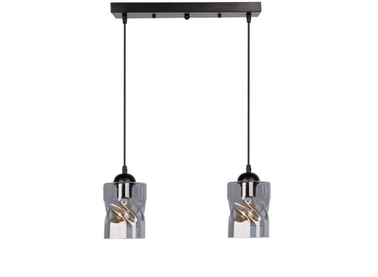 Lampa wisząca FELIS czarny 2 x 60 W E27 klosz dymiony