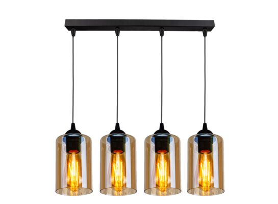 Lampa wisząca BISTRO czarny 4 x 40 W E27 klosz brązowy