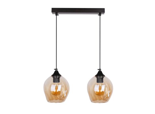 Lampa wisząca ASPA czarny 2 x 40 W E27 klosz brązowy