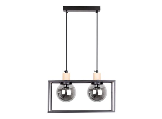 Lampa wisząca RETRO czarny 2 x 40 W E27 klosz dymiony
