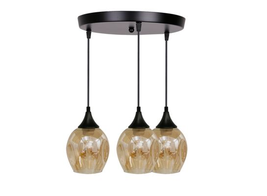 Lampa wisząca ASPA czarny 3 x 40 W E27 klosz brązowy