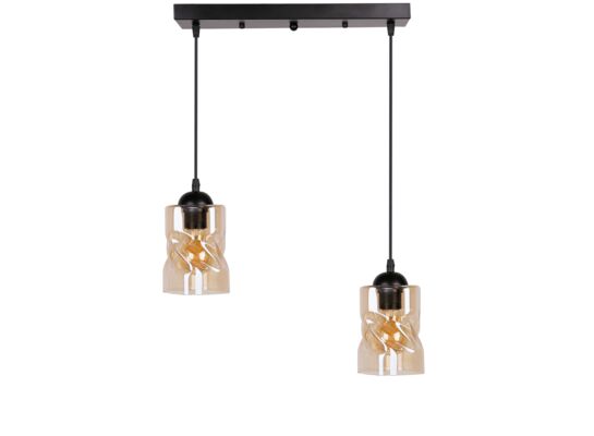 Lampa wisząca FELIS czarny 2 x 60 W E27 klosz bursztynowy