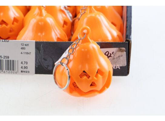 Dekoracja LED brelok dynia 5,5 x 7 cm pomarańczowa