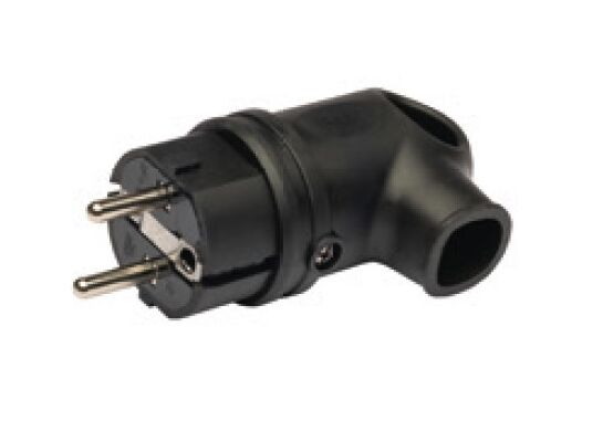 Wtyczka gumowa kątowa z/u Uni-Schuko 16 A czarna IP44 16 A 250 V~