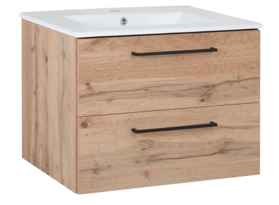 Szafka wisząca Soria z umywalką 60 cm dąb wotan