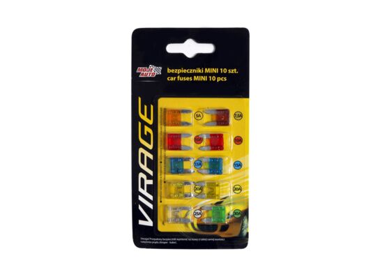 Zestaw bezpieczników samochodowych płaskich MINI - 10 sztuk Moje Auto VIRAGE