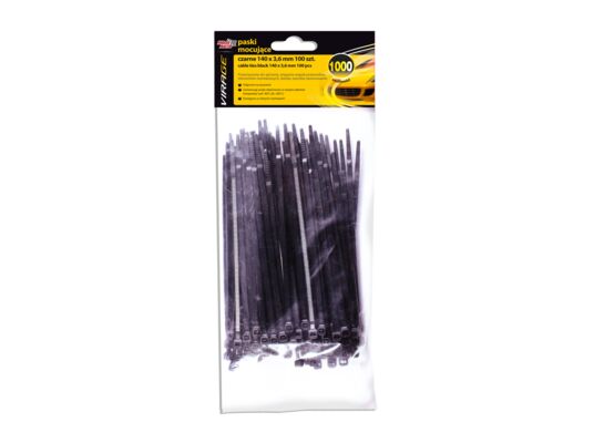 Paski mocujące czarne 140 x 3,6 mm 100 sztuk Moje Auto VIRAGE