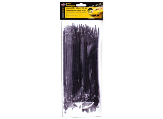 Paski mocujące czarne 200 x 4,8 mm 100 sztuk Moje Auto VIRAGE