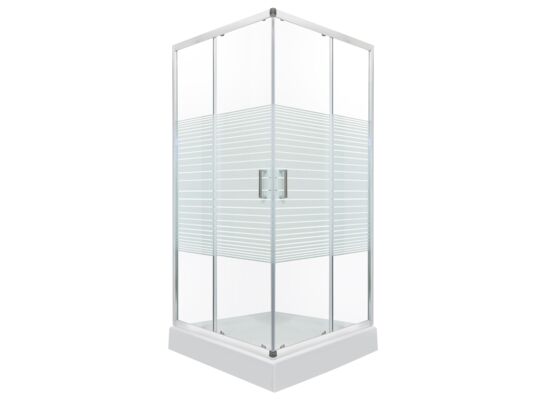 Kabina natryskowa Madera Str 90 kwadratowa 91 x 91 x 206 cm z brodzikiem 16 cm profil chrom Kerra