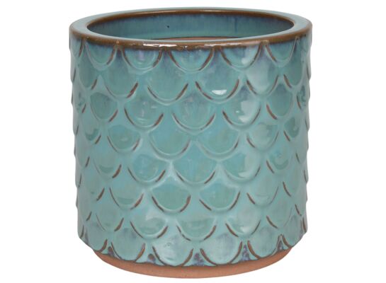 Donica 4397 szkliwo CYLINDER mrozoodporna 17 x 16 cm morski błękit 021