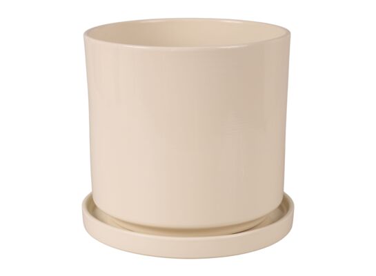 Doniczka Cylinder z podstawką 21,5 cm kremowy