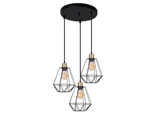 Lampa wisząca PRIMO czarno-złoty 3 x 60 W E27 klosz czarny