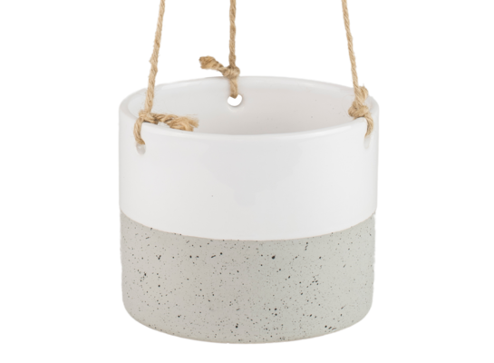 Osłonka ceramiczna wisząca biało-szara 13 cm DHG