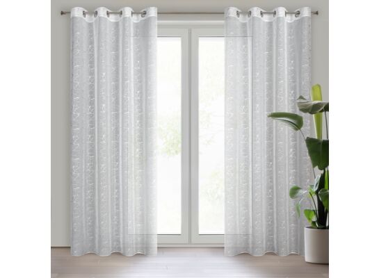 Firana gotowa na przelotkach REVA 250 x 140 cm srebrny