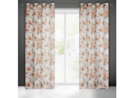 Firana gotowa na przelotkach SOFIA 250 x 140 cm biało-brązowy
