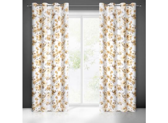 Zasłona gotowa na przelotkach CAREN 250 x 140 cm biało-żółty