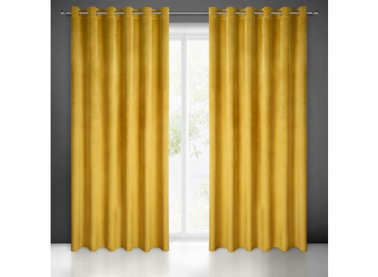 Zasłona gotowa na przelotkach MELANIE 250 x 215 cm musztardowy