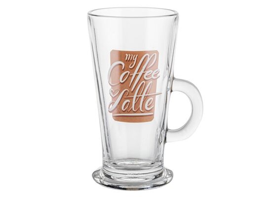 Kubek latte coffee time szklany 310 ml - mix 2 dekoracji