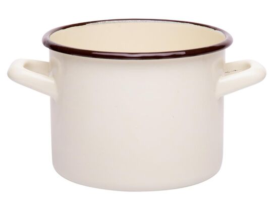 Garnek emaliowany prosty gładki kremowy 22 cm 6,25 l RO
