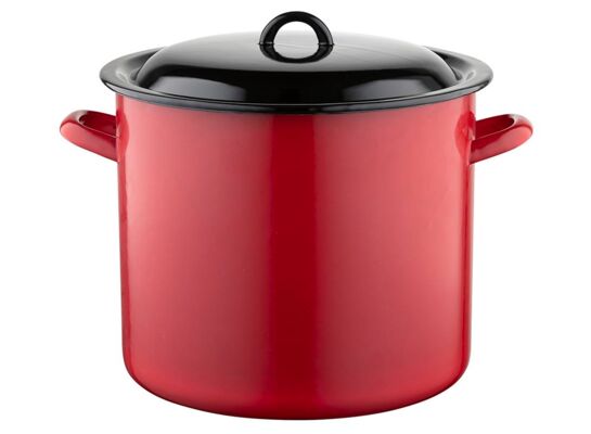 Garnek emaliowany gładki czerwony pokrywka 28 cm 15 l