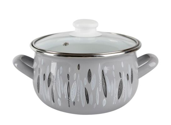 Garnek emaliowany pyza AUTUMN szary pokrywka 22 cm 5,3 l