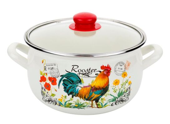 Garnek emaliowany pyza KOGUCIK pokrywka 24 cm 5,6 l