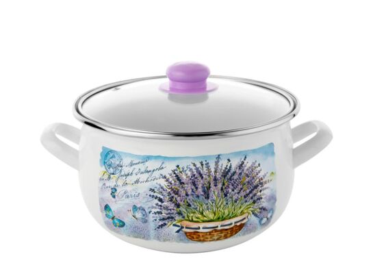 Garnek emaliowany pyza LAVANDA pokrywka 18 cm 3 l