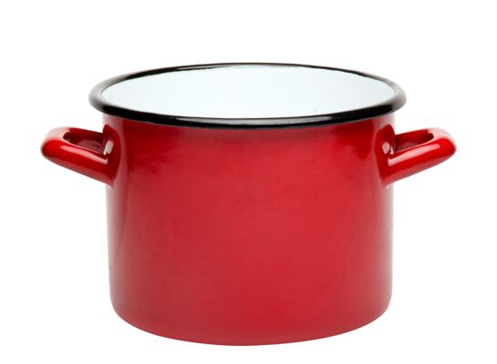 Garnek emaliowany prosty gładki czerwony 16 cm 2,5 l RO