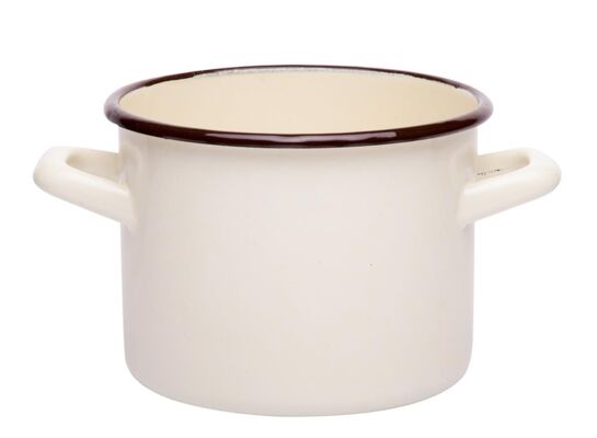 Garnek emaliowany prosty gładki kremowy 18 cm 3,55 l RO