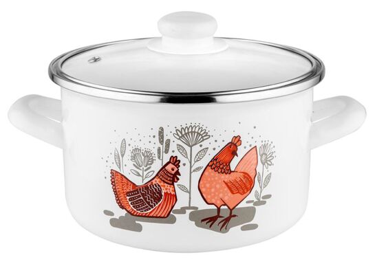 Garnek emaliowany prosty RUBINKA pokrywka 22 cm 4,7 l