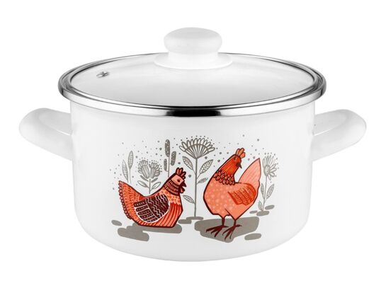 Garnek emaliowany prosty RUBINKA pokrywka 18 cm 2,6 l