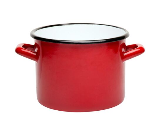 Garnek emaliowany prosty gładki czerwony 14 cm 1,75 l RO