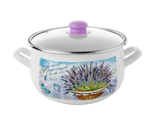 Garnek emaliowany pyza LAVANDA pokrywka 20 cm 4,2 l