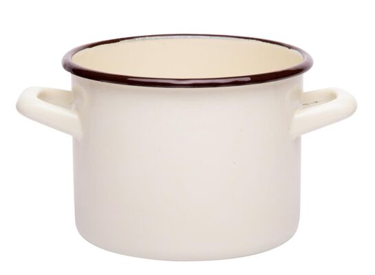Garnek emaliowany prosty gładki kremowy 20 cm 4,7 l RO