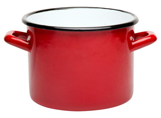 Garnek emaliowany prosty gładki czerwony 22 cm 6,25 l RO