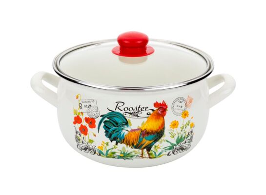 Garnek emaliowany pyza KOGUCIK pokrywka 20 cm 4,2 l