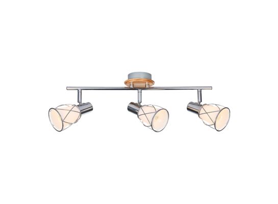 Listwa PADRE 75452 chrom/jasne drewno E14 klosz biały