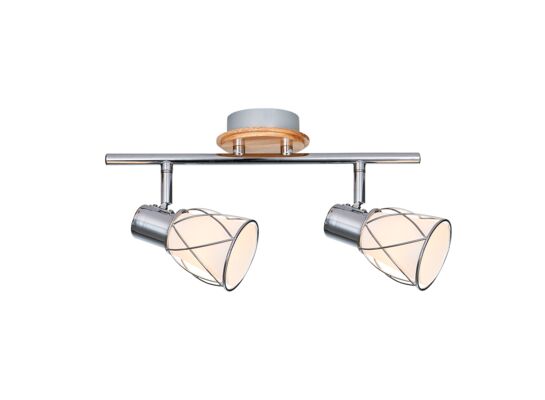 Listwa PADRE 75451 chrom/jasne drewno E14 klosz biały