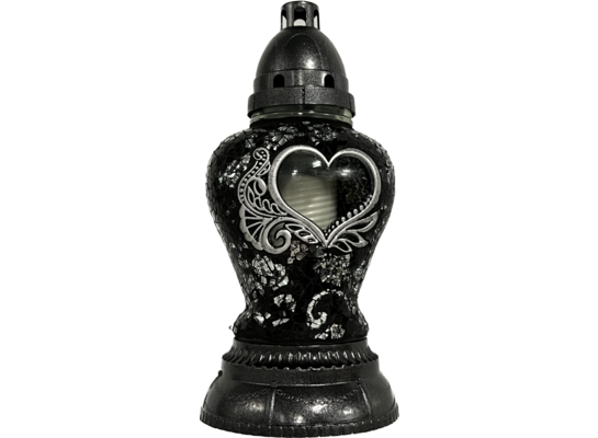 Znicz witraż serce SERCE6 30 cm czarny Ilumini