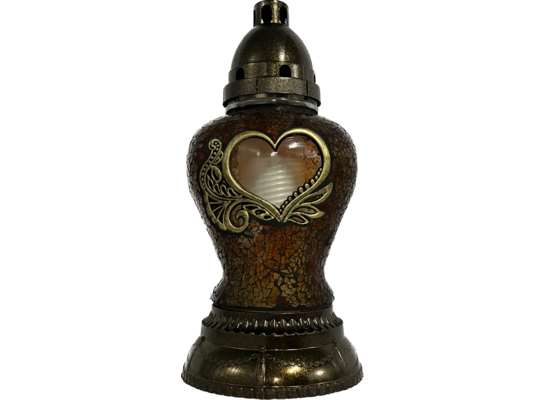 Znicz witraż serce SERCE5 30 cm brązowy Ilumini