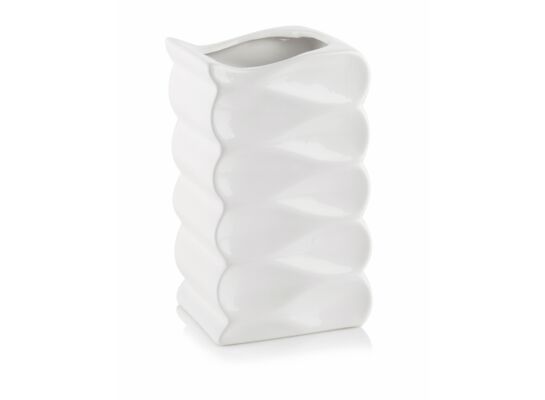 Osłonka ceramiczna wazon fala biały 26 cm